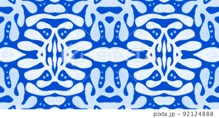 Vintage blue ceramic. Watercolor portugal texture. Azulejo portuguese design. 92124888