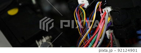 Set of cables with multicolored wires and connectors in car 92124901