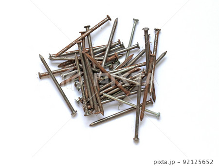 Rusty nails on white background Rusty nails on white background 92125652