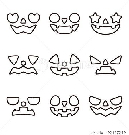 ジャックオランタン 顔 セット ぬりえのイラスト素材 [92127259] - PIXTA