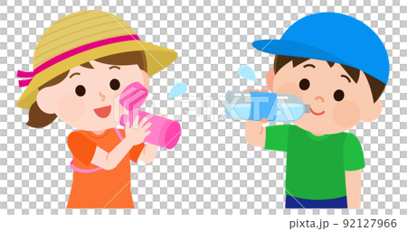 Illustration of boys and girls hydrating 92127966
