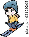 スキーをする女性のイラスト 92129205