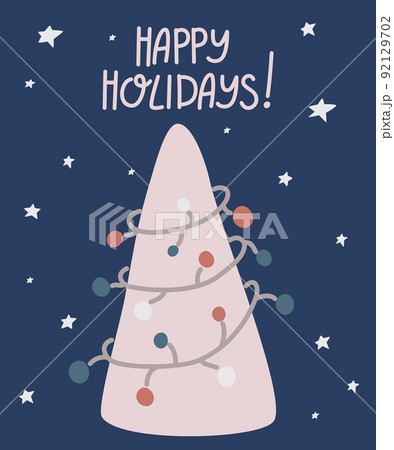 Christmas Tree greeting card. Universal trendy Winter Holiday art template. Christmas Quote. Design template for greeting card, invitation, flyer, posterVector cartoon illustration. Christmas Tree greeting card. Universal trendy Winter Holiday art template. Christmas Quote. Design template for greeting card, invitation, flyer, posterVector cartoon illustration. 92129702