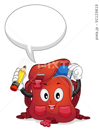 Mascot School Bag Prepare Speech Bubble Illustration 92129819