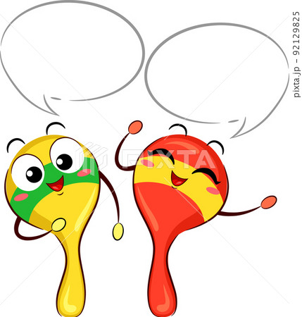 Mascot Maracas Speech Bubble Illustration Mascot Maracas Speech Bubble Illustration 92129825