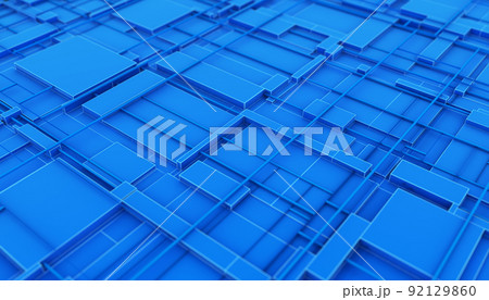 背景 3D 抽象 ブロック 青 背景 3D 抽象 ブロック 青 92129860