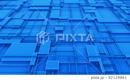 背景 3D 抽象 ブロック 青 92129861