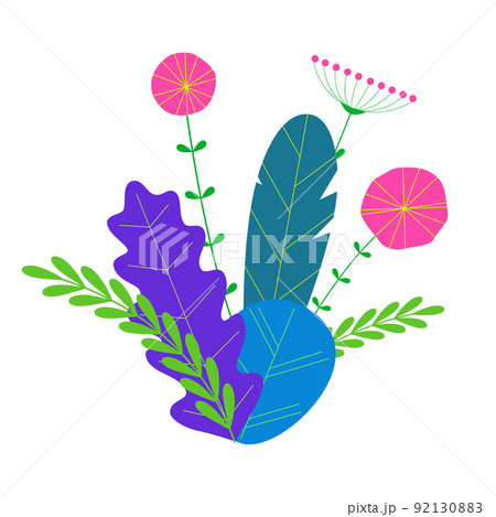 Trendy neon gradient plants and leaves background. 92130883