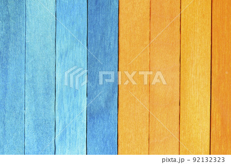 Bright background from blue and orange wooden planks Bright background from blue and orange wooden planks 92132323