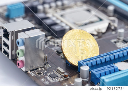 Concept : cryptocurrency mining with the help of computer equipment 92132724