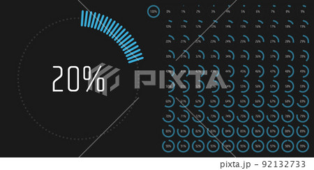 Set of circle percentage diagrams from 0 to 100 92132733