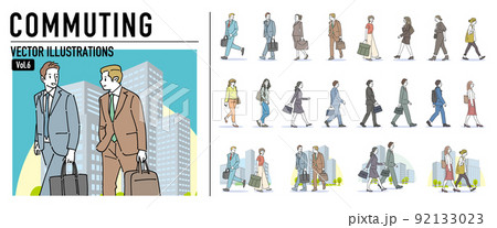 人物 通勤通学おしゃれイラスト素材	 92133023