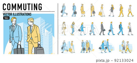 人物 通勤通学おしゃれイラスト素材	 92133024