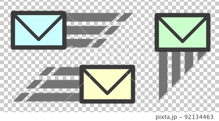 表示發送和接收帶有信封標記的電子郵件的圖標 92134463
