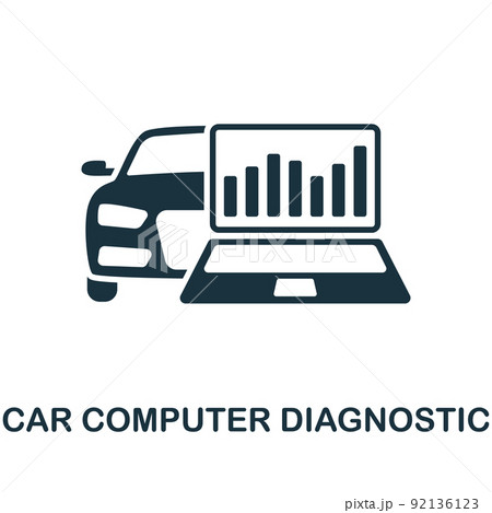 Car Computer Diagnostic icon. Monochrome simple line Car Service icon for templates, web design and infographics 92136123