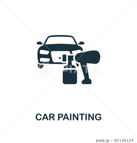 Car Painting icon. Monochrome simple line Car Service icon for templates, web design and infographics 92136124