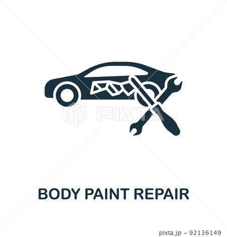 Body Paint Repair icon. Monochrome simple line Car Service icon for templates, web design and infographics 92136149