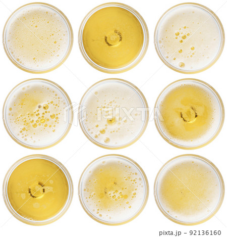 beer bubbles in Glass of light beer 92136160