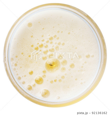 beer bubbles in Glass of light beer 92136162