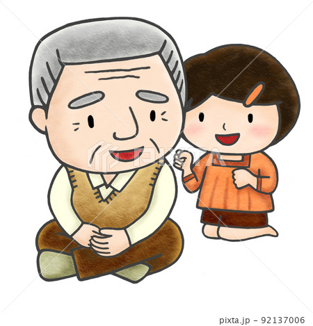 色鉛筆画「孫は可愛いな」