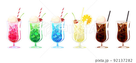 喫茶店の冷たい飲み物のイラストセット 喫茶店の冷たい飲み物のイラストセット 92137282