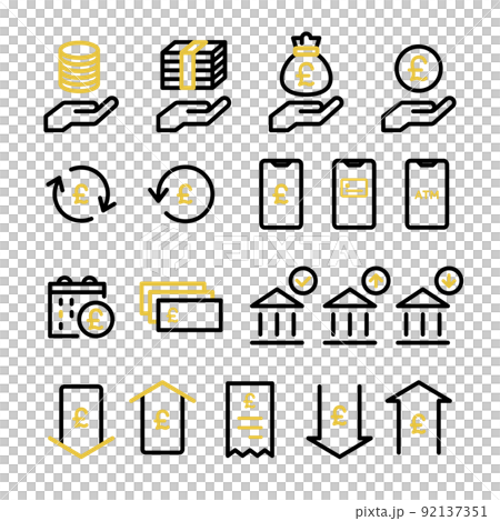 貨幣、紙幣、硬幣、支付、投資、會計、貨幣、電子商務、家庭和金融的圖標集 92137351