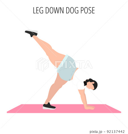 Leg down dog pose yoga workout vector illustration Leg down dog pose yoga workout vector illustration 92137442