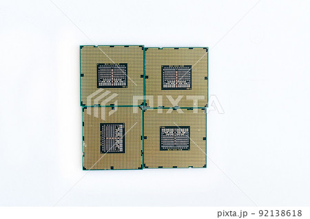 computer cpu on white isolated background, microchip close up computer cpu on white isolated background, microchip close up 92138618