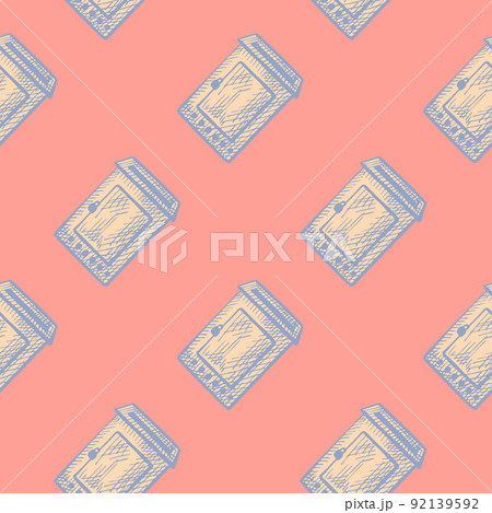 Mailbox engraved seamless pattern. Vintage letterbox in hand drawn style. Mailbox engraved seamless pattern. Vintage letterbox in hand drawn style. 92139592