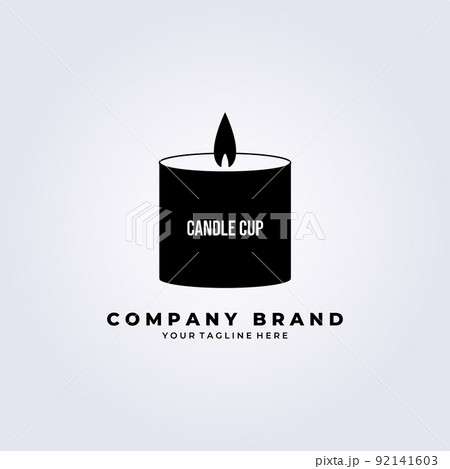 candle Glass light flame logo in cup vector illustration design 92141603