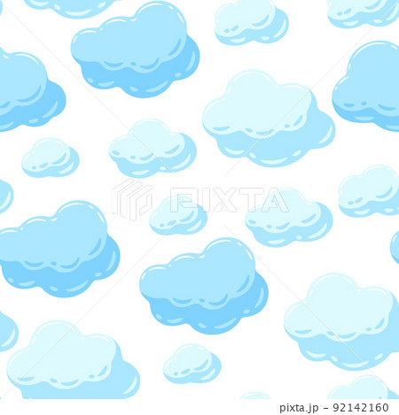 Seamless pattern with blue clouds. Cartoon image of overcast sky. Seamless pattern with blue clouds. Cartoon image of overcast sky. 92142160