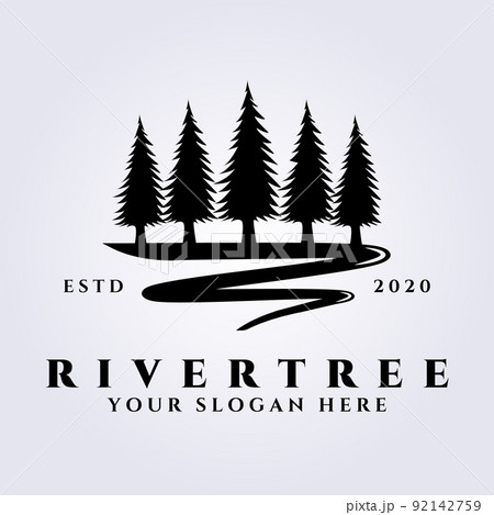 River tree logo vector illustration design, pine tree and river icon 92142759