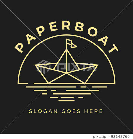 Paper boat line art logo vector illustration design , paper boat for study , company template 92142766