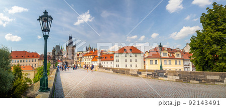 Prague castle and Mala Strana Bridge Tower from charles bridge, Prague, Czech republic Prague castle and Mala Strana Bridge Tower from charles bridge, Prague, Czech republic 92143491