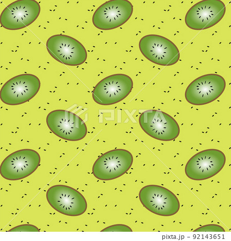 A seamless pattern with kiwi on yellow background, vector illustration, eps 10 92143651