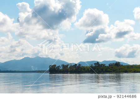 Summer forest river range landscape. Summer forest river range landscape. 92144686