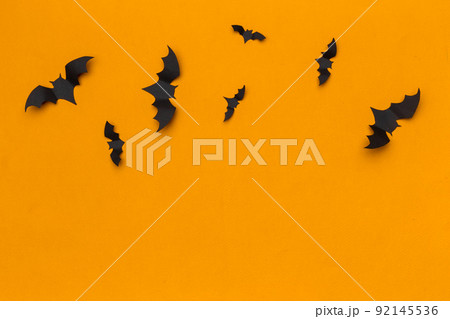 halloween and decoration concept - paper bats flying halloween and decoration concept - paper bats flying 92145536