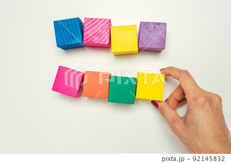 wooden blocks on the table wooden blocks on the table 92145832