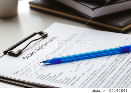 contract form, selling and buying home or condo concept 92145841