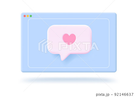 Vector icon of screen with message bubbles in 3D style. Vector illustration of a bubbles in on line messenger. 92146637