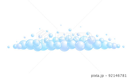 Soap bubble divider. Horizontal foam decoration element. Blue suds cloud. Vector Soap bubble divider. Horizontal foam decoration element. Blue suds cloud. Vector 92146781