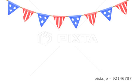 USA flag garland. US patriotic pennants chain….のイラスト素材 [92146787] - PIXTA