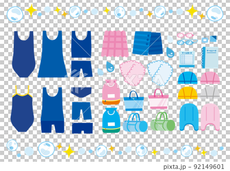 スイミングスクールや学校水泳のイラストセット 92149601