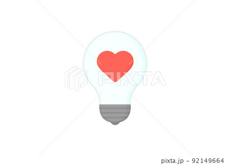 赤いハートが入った豆電球のシンプルなイラスト - 省エネ・節電のイメージ素材 赤いハートが入った豆電球のシンプルなイラスト - 省エネ・節電のイメージ素材 92149664