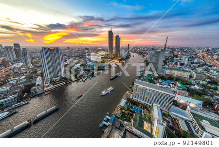 Aerial view of Icon Siam water front building in downtown Bangkok, Thailand 92149801