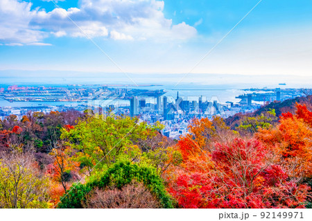 布引ハーブ園の紅葉と神戸の街並 布引ハーブ園の紅葉と神戸の街並 92149971