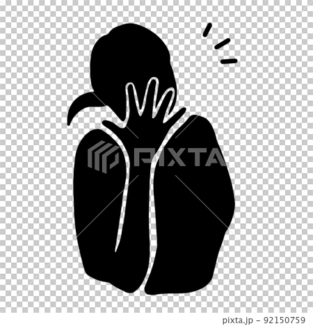 一個女人按住嘴巴的黑色剪影插圖 92150759