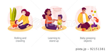 Infant development milestone isolated cartoon vector illustration set Infant development milestone isolated cartoon vector illustration set 92151381