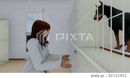 動物病院　ペットホテル　 犬・猫・豚　イラスト 92151451