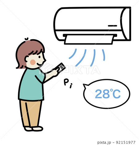 冷房の温度を調節する人 92151977